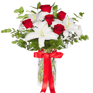 Kırmızı Gül ve Lilies